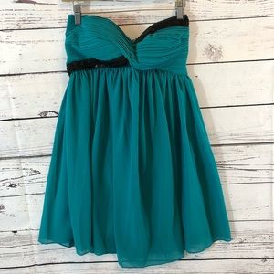 Lily Boutique Teal & Black Strapless Dress Size M